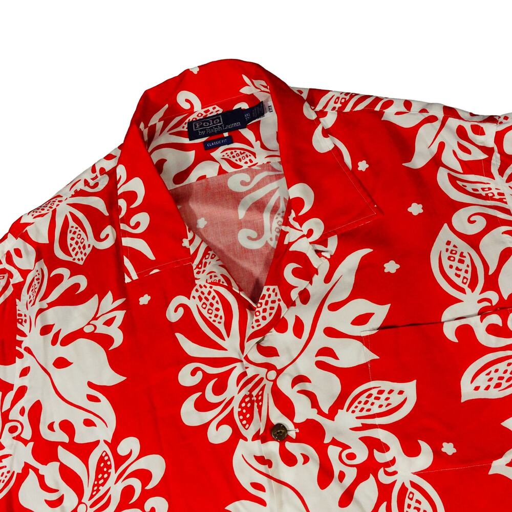 Ralph Lauren Hoffman Hawaiian Red Floral Front Pocket Button Up Camp Shirt XXL